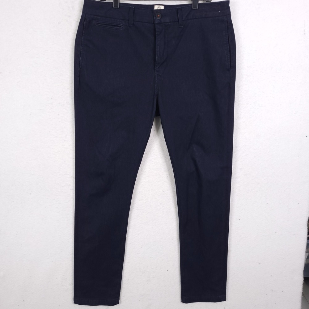 Hiroshi Kato The Axe Chino Mens 34x31 Navy Blue Slim Fit Stretch Trousers